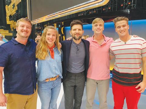 Posing before their appearance on “Don’t” are Graham Williams, Leita Williams, host Adam Scott, Reagan Williams and Nathan Williams. Photo courtesy of ABC