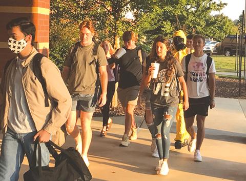 Excited students hurriedly entered Habersham Central High School on Tuesday morning, with one student taking extra precautions against the lingering pandemic.