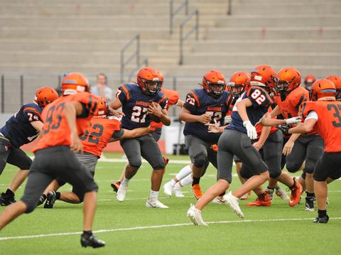 Habersham Central's Eathon Martin gains yardage during the intrasquad scrimmage last week. TOM ASKEW/Special