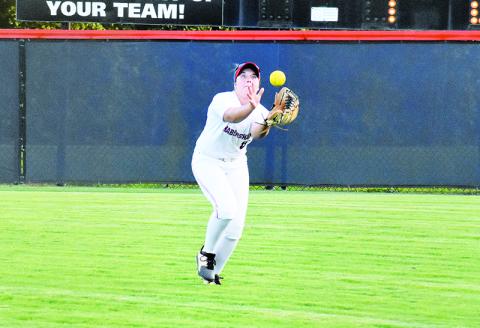 Habersham Central’s Joey Handlos makes a running catch in the outfield on Thursday night against Lanier.