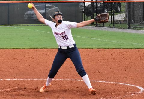 Habersham Central’s Kyla Quiles pitches during a home game Aug. 25. Quiles pitched well in an 8-inning loss to Buford.