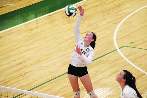 Tallulah Falls' Sarah Jennings spikes a ball during a recent home match. BRIAN CARTER/Special