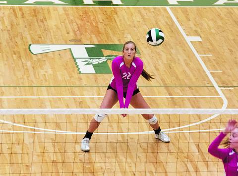Tallulah Falls' Katy Corbett goes for a dig during Tuesday's match. BRIAN CARTER/Special