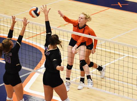 Habersham Central’s Molly Butler goes hard to the net during a recent match.