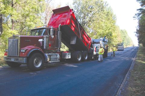 Road paving on Dicks Hill Parkway in Mt. Airy was completed on Wednesday.