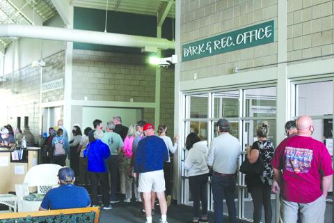 The Fulbright Aquatic Center has been busy this week, as early voting began Tuesday and runs through Oct. 30. Photo by ISAIAH SMITH