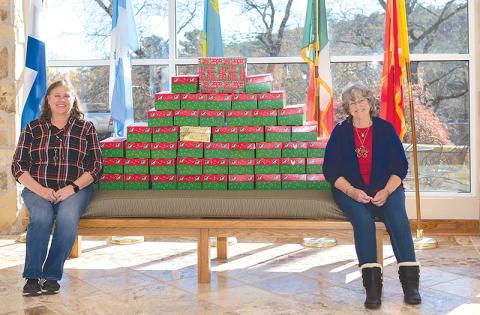 Beth Huebner (left) and Linda Harris helped make Operation Christmas Child a success at Tallulah Falls School.