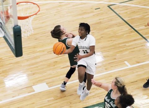 Tallulah Falls’ Veronaye Charlton drives to the hoop against North Hall on Tuesday. CHAZ MULLIS/Submitted
