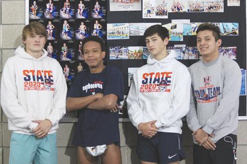Habersham Central swimmers (from left) Haydn Tatum, Obed Miranda Harrigan, Matt Cochran and Josh Martinez have qualified for the state meet in all relay events, including the 200 medley, 200 freestyle, and 400 freestyle. RANDY CRUMP/Special