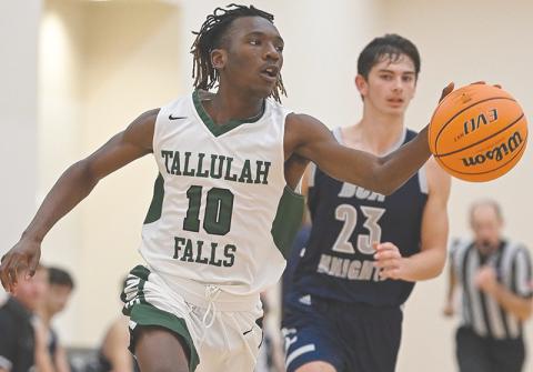 Tallulah Falls’ Simeon  Respress takes off down court during Friday’s win over George Walton Academy. RANDY CRUMP/Special