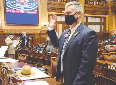 Victor Anderson is sworn in as a member of the Georgia House of Representatives on Jan. 11. GEORGIA HOUSE OF REPRESENTATIVES/Submitted