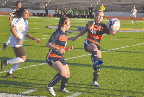 Habersham Central’s Breelyn Carroll gains possession during a game against Gainesville earlier this season.