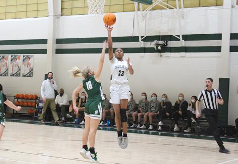Denika Lightbourne elevates for a layup in Tallulah Falls’ 10-point loss to Athens Academy in the region championship. The sophomore finished with a team-high 20 points in the loss. 