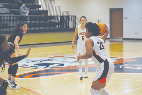 Habersham Central’s Nykerriah Brown looks to get the ball inside during the Lady Raiders’ recent victory over Lanier.