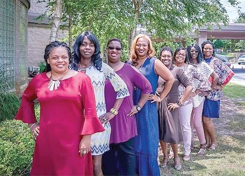 Members of the Reading Divas at the height of their membership included (front to back) Monique Rucker, Tanya Rucker, Tara Young, author Kimya Motley, Lisa Teasley, Kerri Davis, Christie Babers and Talara Deshazer.