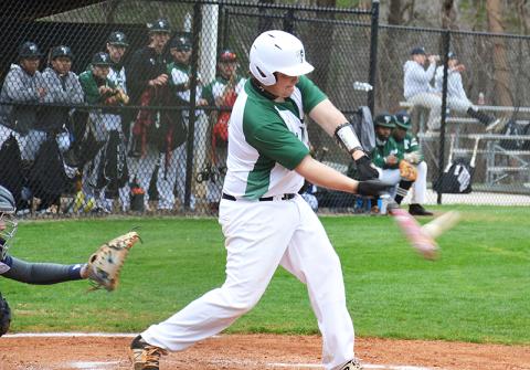 Tallulah Falls’ Aiden Gragg rips a double during the first game of a doubleheader against Loganville Christian on Friday.