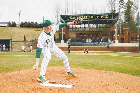 Piedmont's Peyton Irvin warms up before an inning during a recent home game. KARL L. MOORE/Special