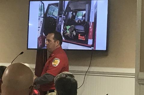 Demorest Fire Chief Ken Ranalli presents the details of his fire truck proposal at a meeting Feb. 2.