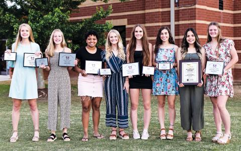Habersham Central girls soccer varsity award winners are (from left) Sarah Clark (Most Improved and 1st Team All-Region), Addi Banks (Offensive MVP and 2nd Team All-Region), Nykerriah Brown (MVP), Breelyn Carroll (Honorable Mention All-Region), Sydney Turner (Defensive MVP and 2nd Team All-Region) Anna LaBarbera (1st Team All-Region), Jackie Orozco (Top Senior Scholar) and Riley Wilson (Caroline Bagwell/Coach’s Award). RAEGAN TURNER/Special