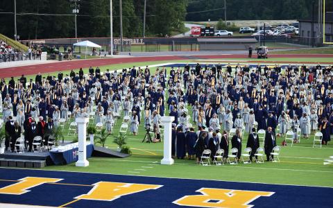 Habersham Central’s graduates finish filing in for the ceremony on May 21. MATTHEW OSBORNE/Staff