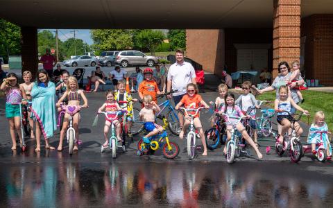 Participants shown in First Baptist Church of Cornelia’s Bike-A-Thon are (front row, from left) Katie Saucedo, Natalie Saucedo, Maizee Fleming, Hannah Hilliard, Declan Fleming, Adalynn Sheffield, Jocelyn Reynolds, Sudie Evans and Nora Rudeseal. Back row are (from left) Elliott Rudeseal, Natalie Hilliard, Cohen Thomas, Collier Thomas, Jameson Deering, Levi Rudeseal, William Sheffield, Emma Souther, Nicole Souther and Gavin Souther. Not pictured is Nora Peck. RANDY LEBLANC/Submitted