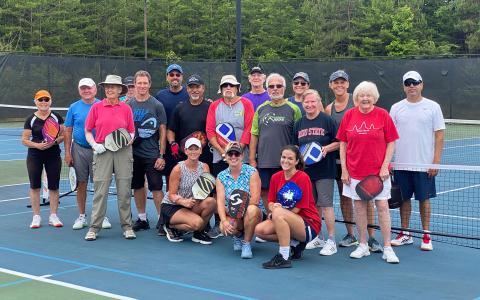 Since it began six years ago, the Habersham County Pickleball Club meets multiple times each week at the Aquatic Center tennis courts to play pickup games. Participants range in age from their teens to mid-80s, and many say the atmosphere of fun, inclusivity and community keep them coming out to play. ISAIAH SMITH/Staff