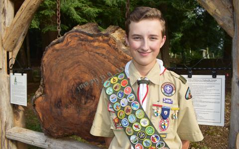 Joseph McGahee worked on the “Slice of History” project in Clarkesville as his Eagle Scout project. JAKE MCGAHEE/Submitted