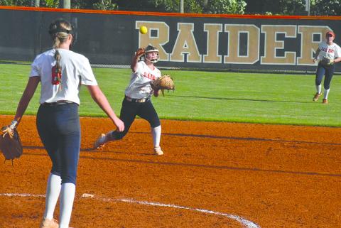 Habersham's Jayden Thomas throws out a runner during a recent home game. CODY ROGERS/Staff