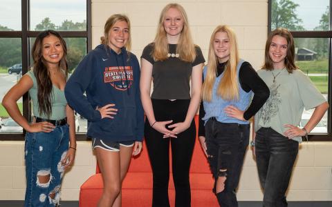 The five finalists to be crowned homecoming queen are (from left) Angela Lee, Ady Sedwick, Molly Butler, Brianna Butler and Ella Free. LORI GARY/Submitted