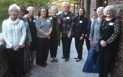Girlfriends who have known each other since being in the Girl Scouts together nearly six decades ago reunite at Habersham Central’s 50th reunion Saturday night in Cornelia. Class members from left are Judy Tallent Harwell, Jeanne Loudermilk Tallent, Sue Tucker Gailey, Lynn Dillard Hillard, Susan Smith Rudeseal, Dianne Short Oliver, Margaret McClesky Smith, Debbie Dowdy and Maxine Galloway. MATTHEW OSBORNE/Staff