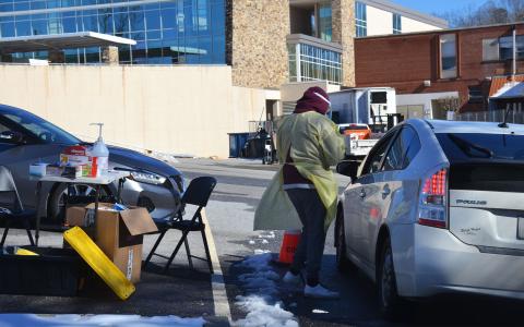 Snow and ice could not stop the COVID-19 testing site in the Habersham Medical Center  parking lot. BRIAN WELLMEIER/Staff