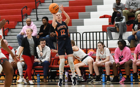 Habersham Central’s Kelsey Banks fires a 3-pointer against Winder-Barrow on Friday night. CODY ROGERS/Staff