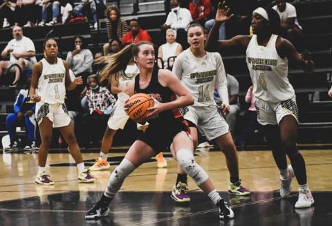 Habersham Central's Taylor Wade looks to post up during her final game Tuesday night. CODY ROGERS/Staff