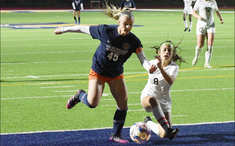 Breelyn Carroll’s three goals led the Habersham Central girls soccer team in their win over region rival Central Gwinnett. Shown above, Carroll outraces a sliding Dacula defender during one of last week’s home games. CODY ROGERS/Staff