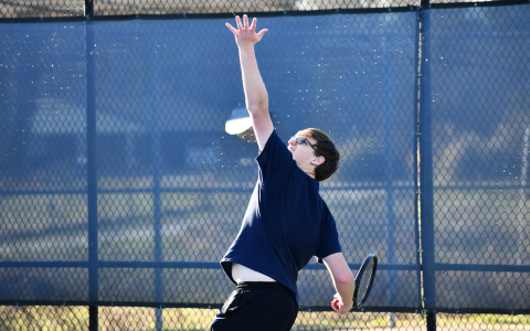 Freshman singles player Kevin Wonders is undefeated in his debut season for the Raiders tennis team. CODY ROGERS/Staff