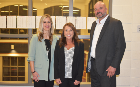 Support Person of the Year Megan Peyton of Baldwin Elemantary and Teacher of the Year Melissa Sedwick of Cornelia Elementary were recognized Thursday by Superintendent Matthew Cooper. For more pictures of the county’s top teachers, see the April 15 weekend edition. AMARIS E. RODRIGUEZ/Staff