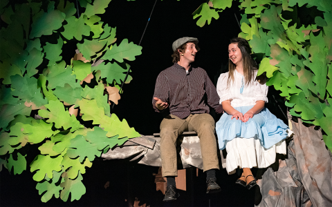 Josh Jackson and Caroline Smith get a bird’s eye view of things as they perform during Tallulah Falls School’s production of “Tuck Everlasting.” E. LANE GRESHAM/Tallulah Falls School