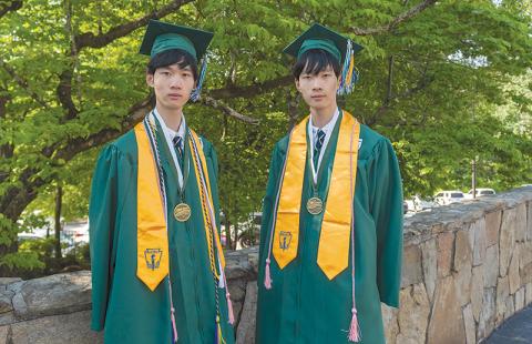 From left are Tallulah Falls School Class of 2022 Salutatorian Jingan “Jerry” Sang and Valedictorian Jingyi “Jason” Sang. E. LANE GRESHAM/Special
