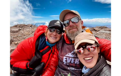 Josh Garrison and two fellow mountaineers pose for a photo on Aconcagua. JOSH GARRISON/Submitted
