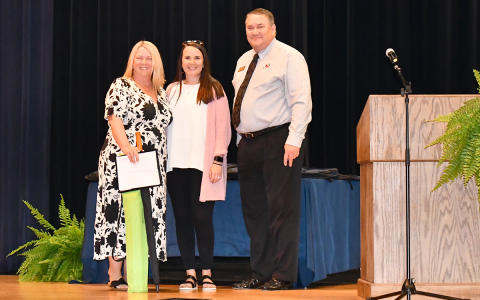 From left are Thompson, Ansley Kristy of Peach State Federal Credit Union and Westmoreland. ROWAN EDMONDS/Staff