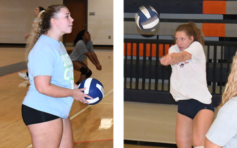 Abbey Donaldson (left) and Allie Church are two of the team’s top returners. MATTHEW OSBORNE/Staff
