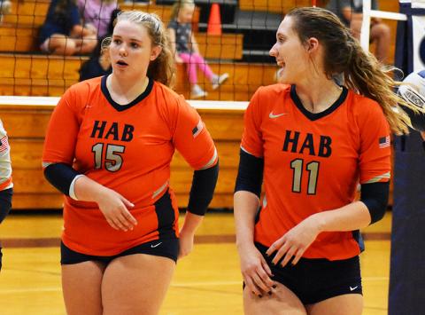 Abbey Donaldson (left) and Allie Church hope to help the Lady Raiders stay unbeaten with two matches Thursday night at home.