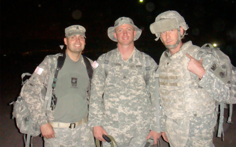 Tallulah Falls Assistant Dean Dustin Rogers (middle) is shown serving in Iraq with Sgt. Jeremy Cowart (left) and SPC Terry Olcott. DUSTIN ROGERS/Submitted 