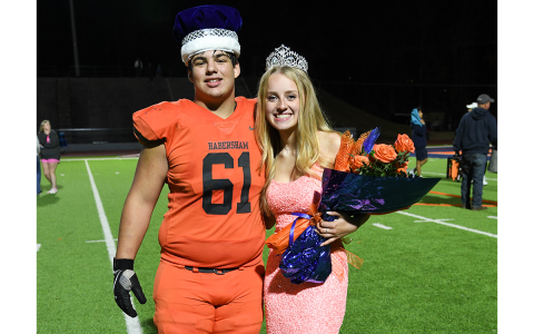 Habersham Central’s king and queen Eddie Jenkins and Haley Vieira finally celebrated together after the Raiders knocked off Apalachee. TOM ASKEW/Special