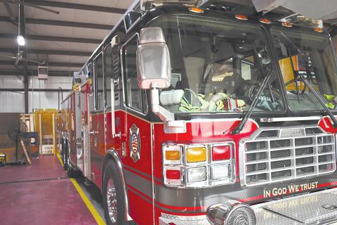 Baldwin’s current fire engine is shown. The city plans to pick up a new quick response truck as soon as this weekend.