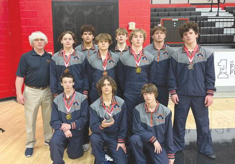 Habersham wrestlers fared well at the Arrowhead Classic at Stephens County on Saturday. Participants included (front row, from left) Zach Chitwood, Westin Lakey and Andrew Sosebee. Middle row are (from left) Ryan McDonald, Eli Thorton, Justin Whitney and Callum Spivey. Back row are (from left) coach Morris Brooks, Javonte Brown, Jayden Garrison and Landyn Savage.