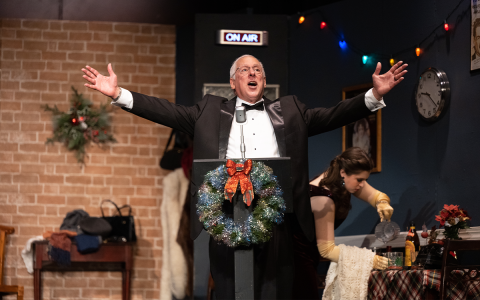 George Bailey, played by  David Oppenheimer, celebrates his  life with his hands in the air. ZACH TAYLOR/Submitted