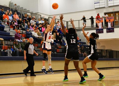 Habersham Central's Kyia Barrett fires a 3-pointer against Shiloh earlier this season. ZACH TAYLOR/Special