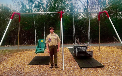 Troop 5 Scout Jaron Horton built a handicapped swing at Mt. Airy Park for his Eagle Scout community service project. SUBMITTED