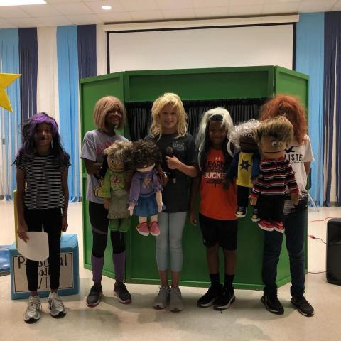 Cornelia Elementary students  London Garcia, Tinsley King, Ali Hartrick, Ty King and Steve Hernandez Mora pose with their puppets as part of a Leader in Me project. SUBMITTED